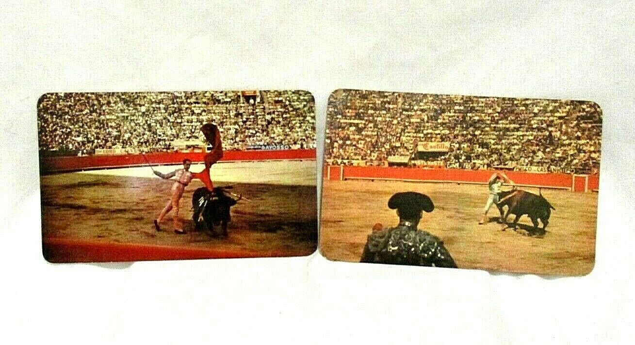 2 Vintage Mexico Chrome Postcards Bullfighting Photos By Mark Turok Unposted