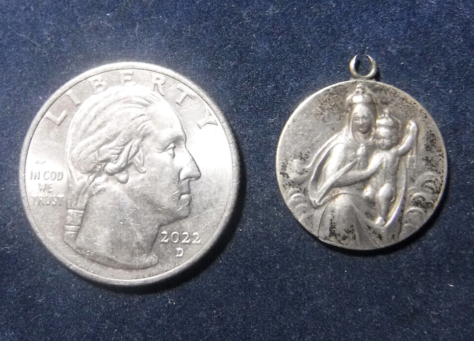 Vintage Sterling Silver Scapular Medal
