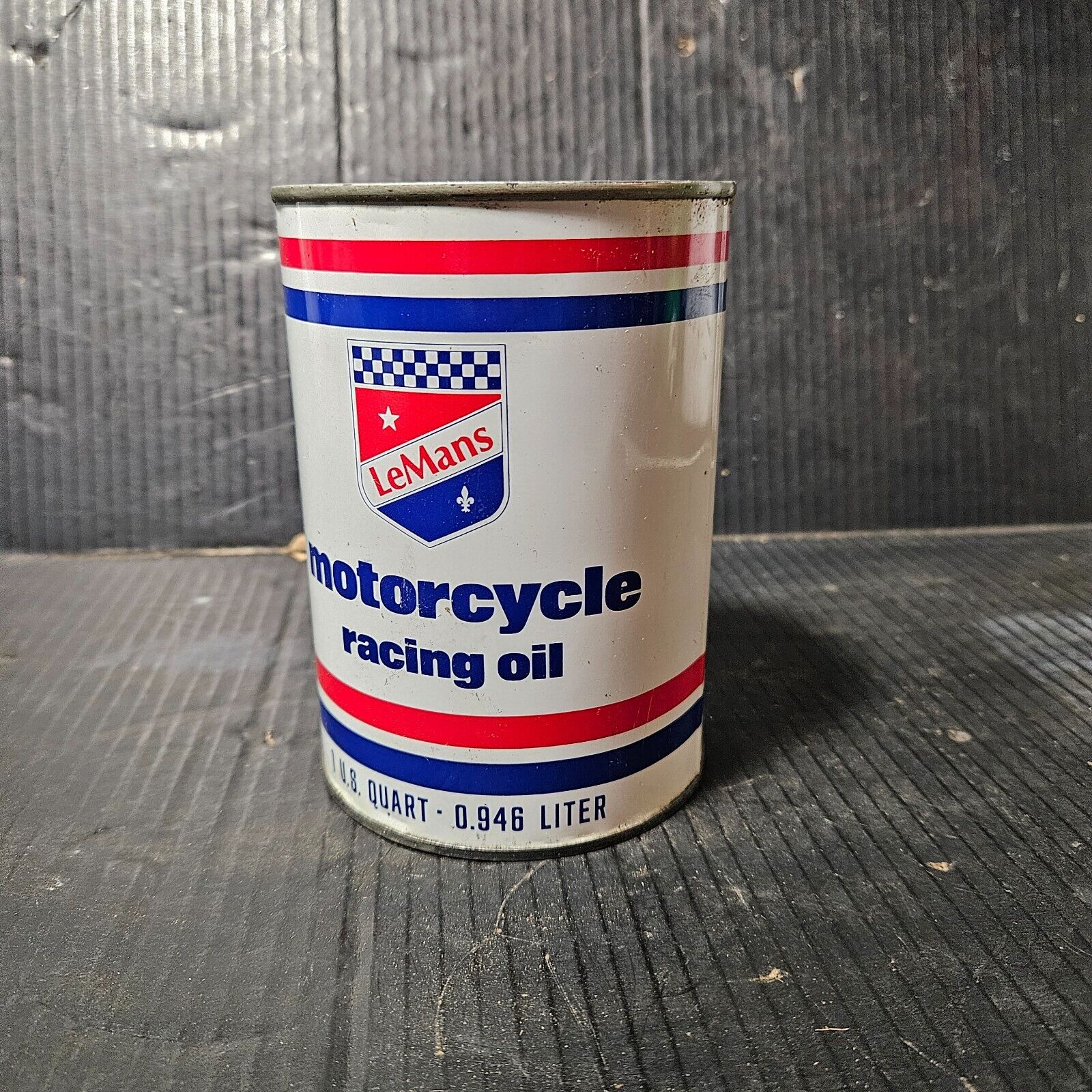 Rare Vintage LEMANS Motorcycle RACING OIL CAN full NOS
