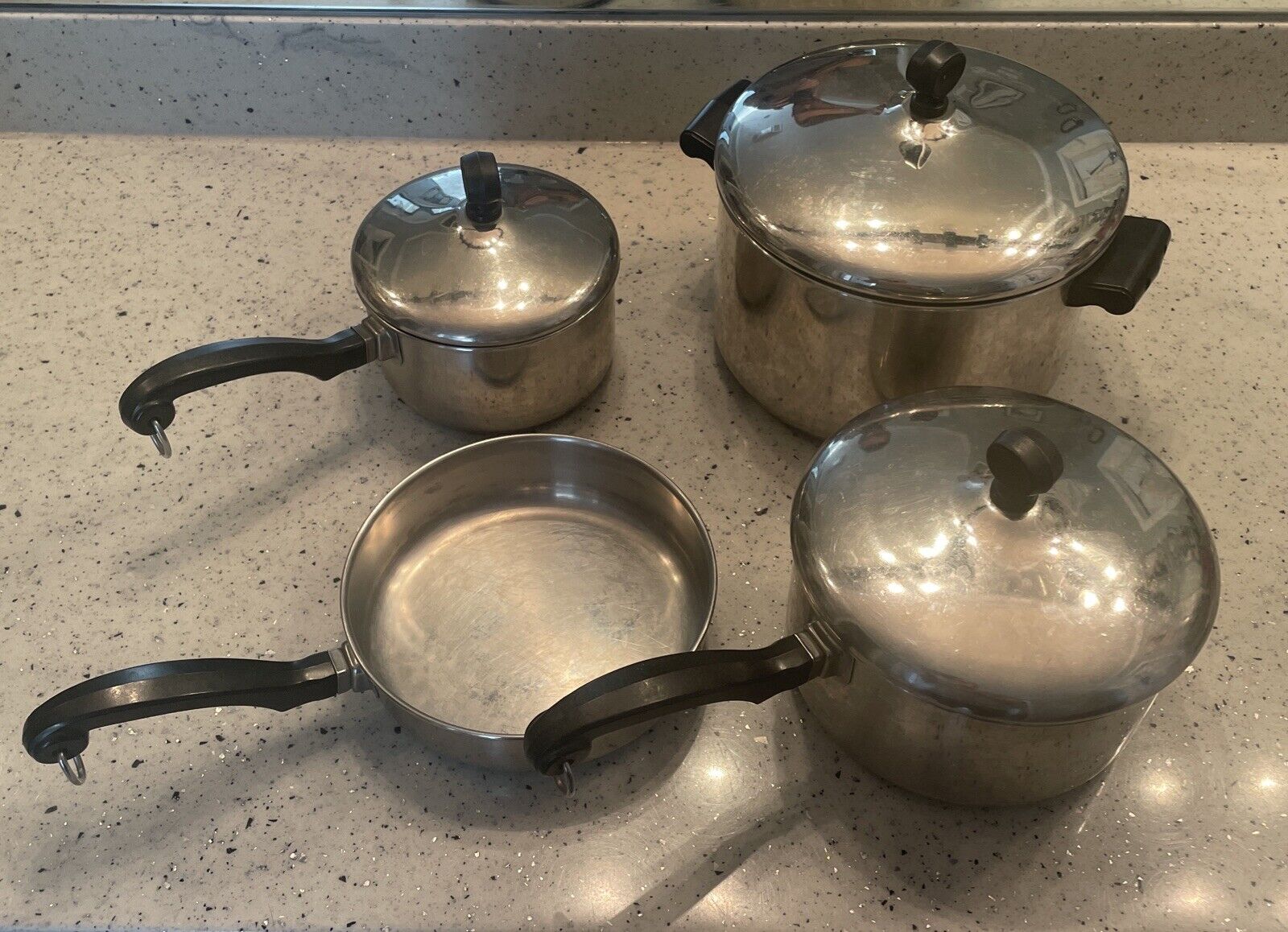 Farberware 7 pc Cookware Set Stainless Steel Aluminum Clad Pots Pans Vintage