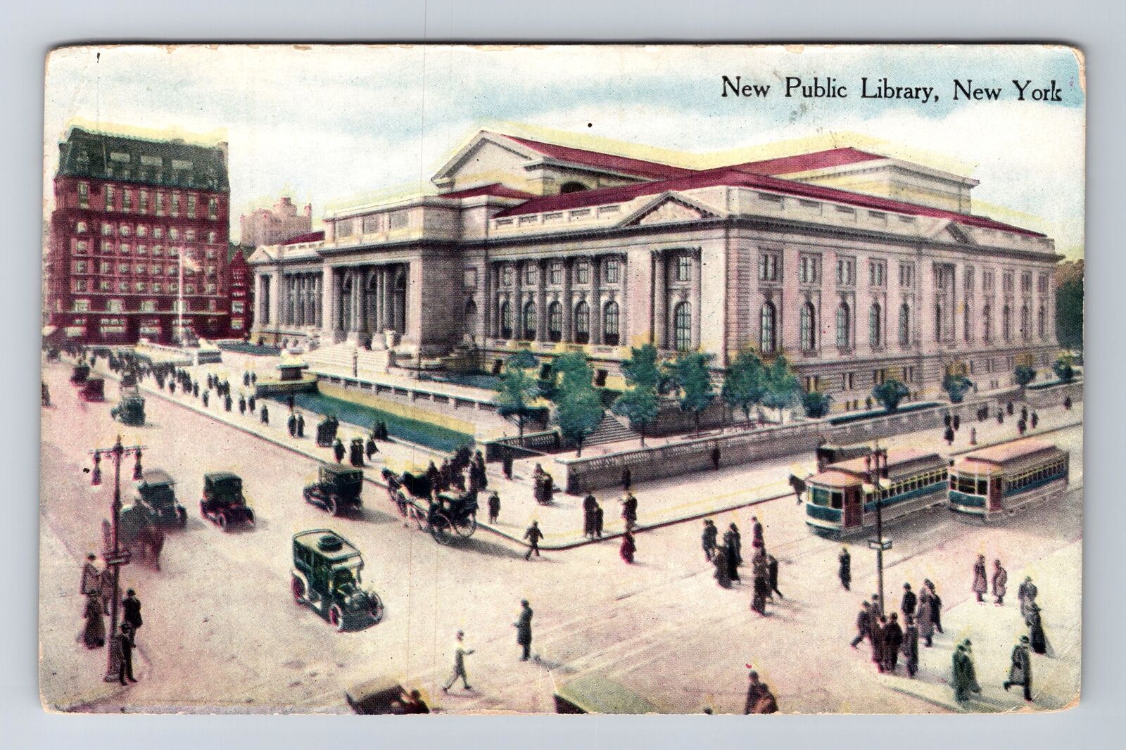 New York City NY, New Public Library, Antique Vintage c1917 Souvenir Postcard
