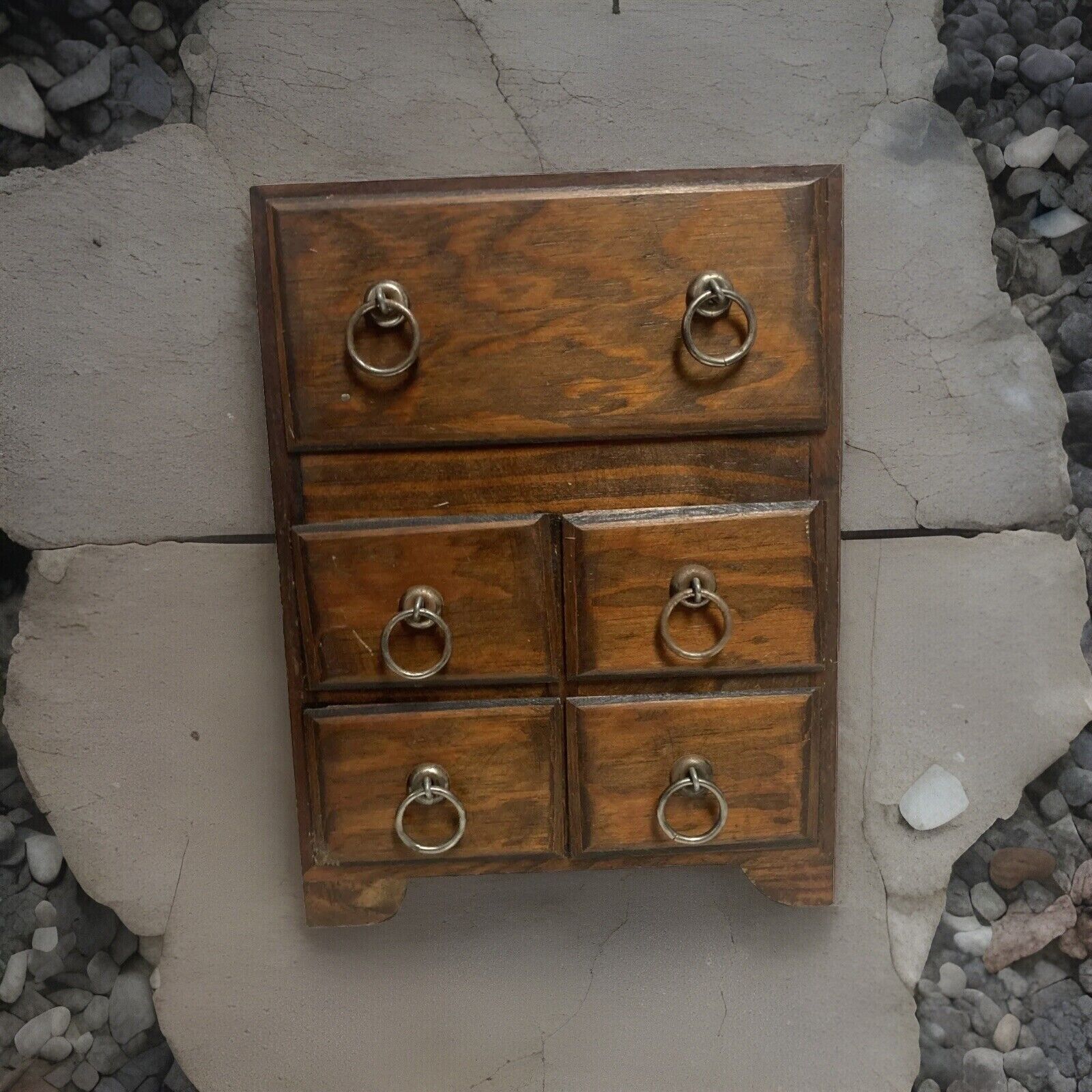 Vtg Wooden Wood Handmade Chest of Drawers Miniature Dresser Jewelry Trinket Box