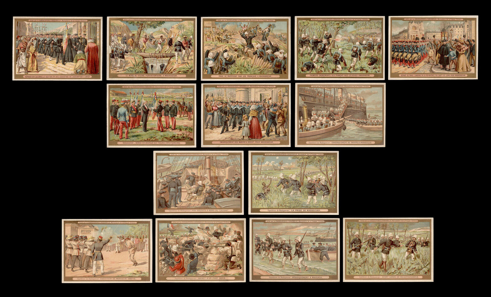 old chromos complete series AIGUEBELLE***MADAGASCAR CAMPAIGN 1894
