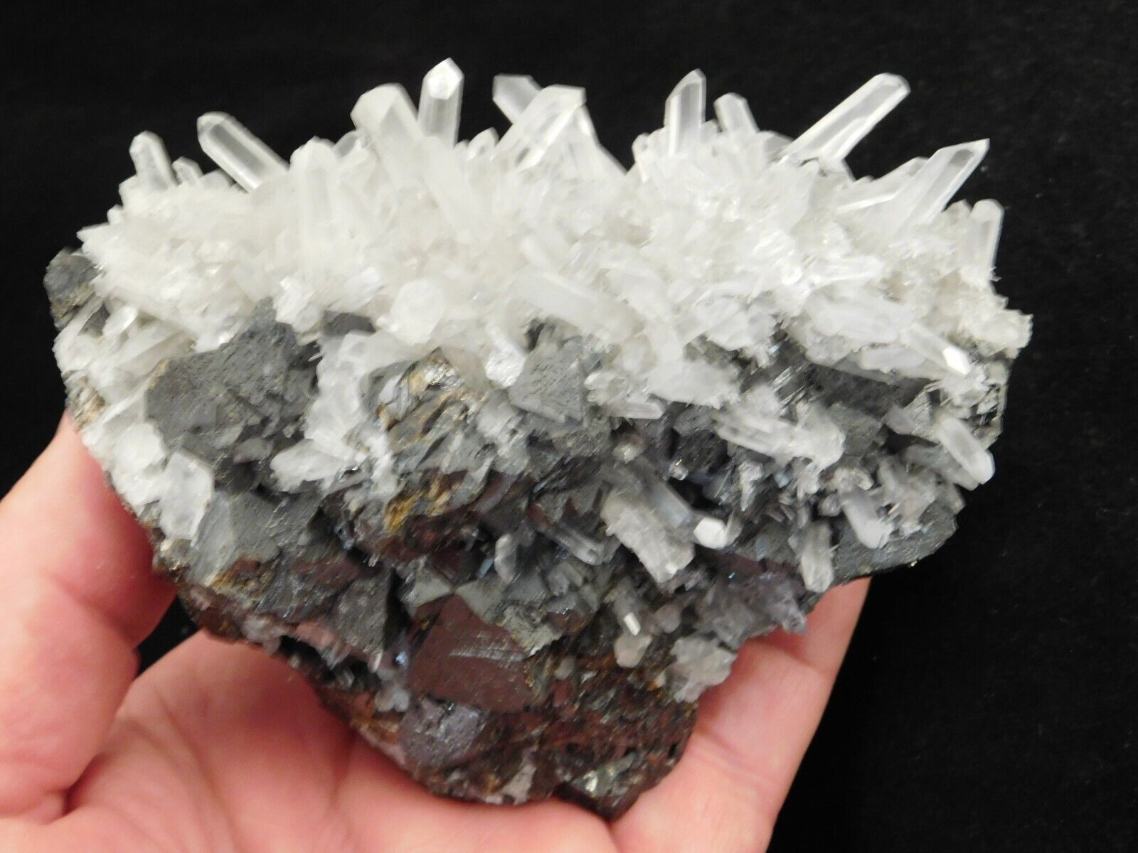 Nice Big Quartz Crystal BURR Cluster on Sphalerite Crystals From Peru 586gr