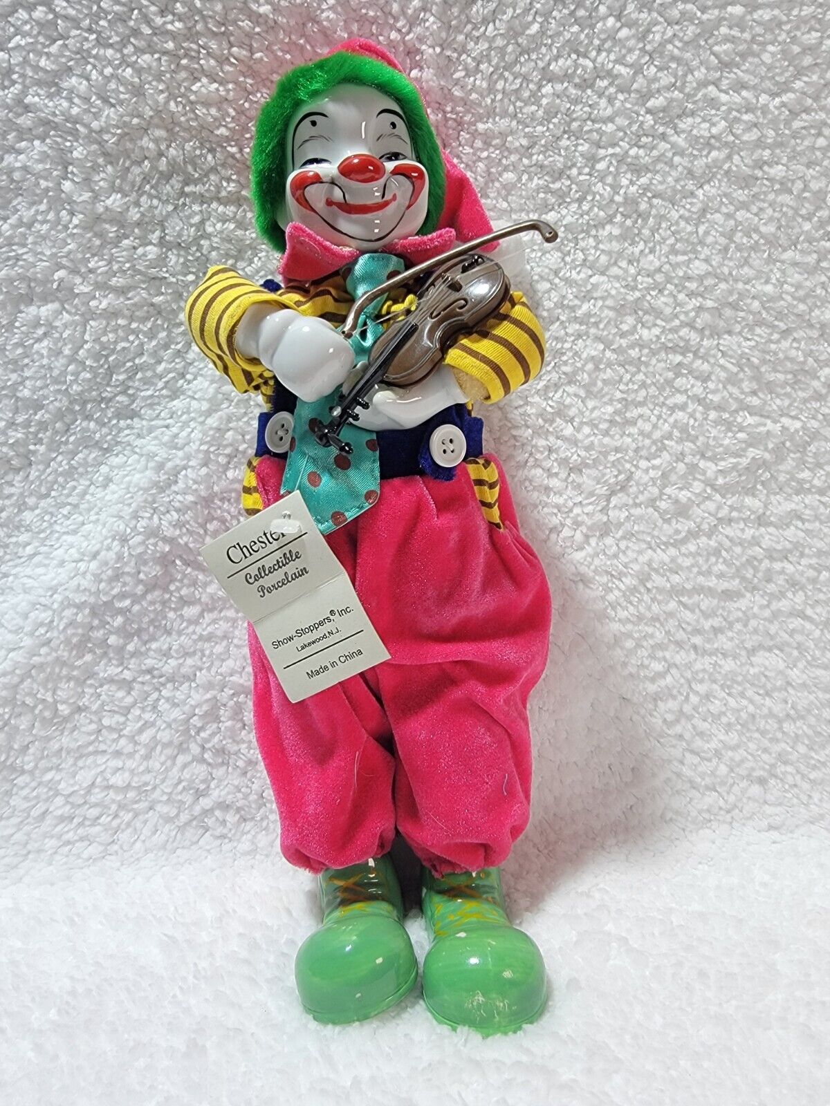 Show-Stoppers CHESTER Collectible Porcelain Wind Up Moving Musical Clown Doll