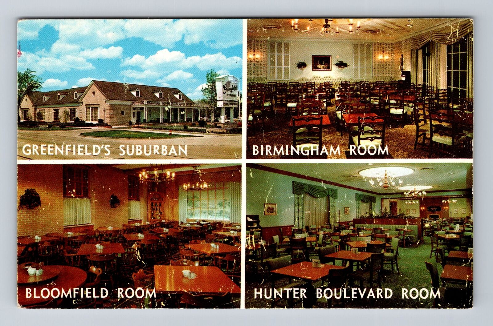 Birmingham MI-Michigan, Greenfield\'s Suburban Restaurant Vintage Postcard