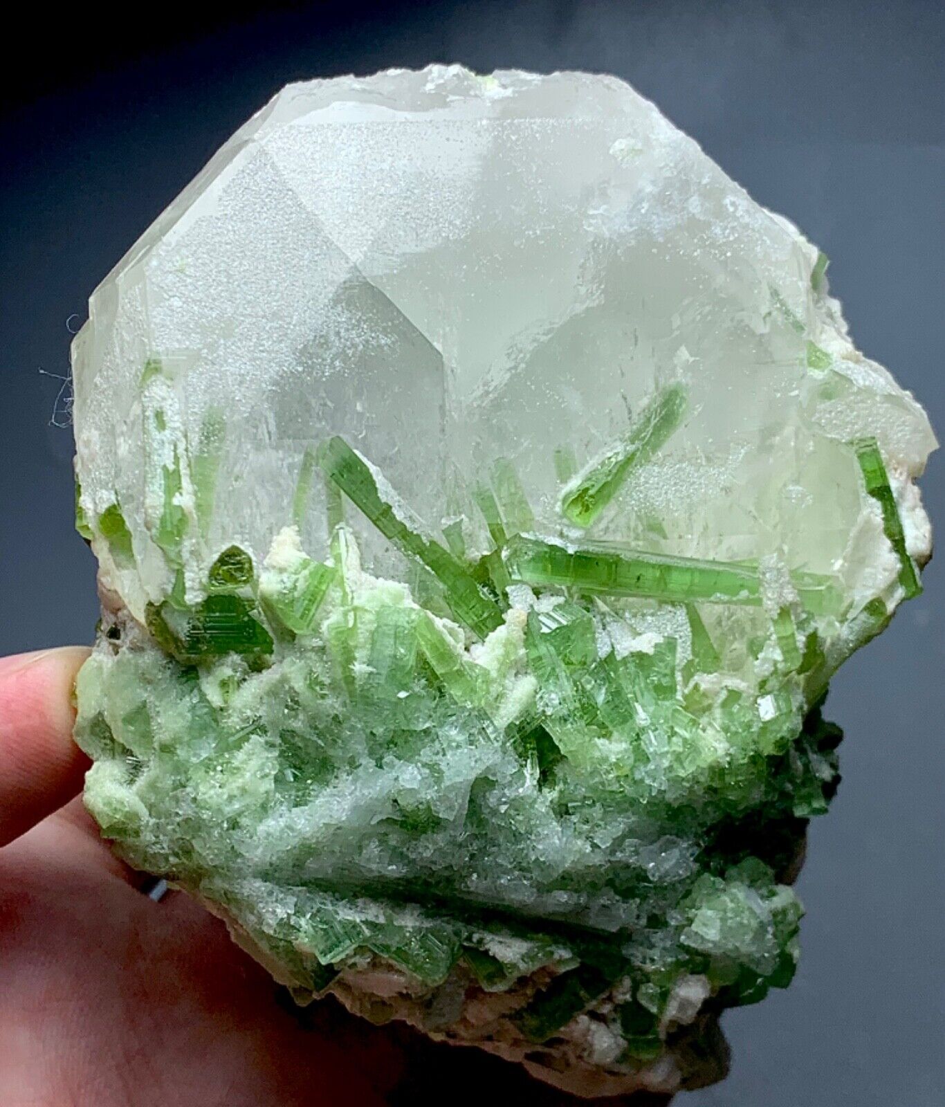310 Gram Tourmaline Crystal On Quartz Specimen From Afghanistan