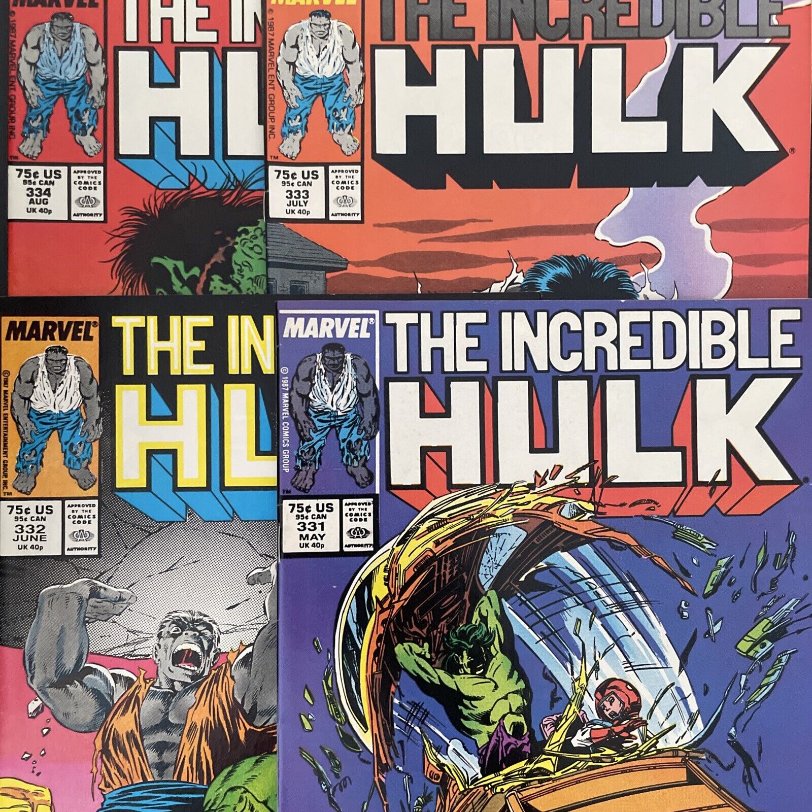 Incredible Hulk #331 332 333 & 334 (Marvel) Todd McFarlane Art Lot Of 4 Comics