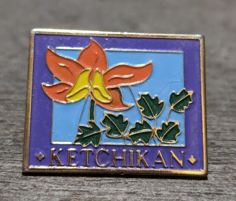 Ketchikan, Alaska Orange Flame Azalea Flower Colorful Travel/Souvenir Lapel Pin