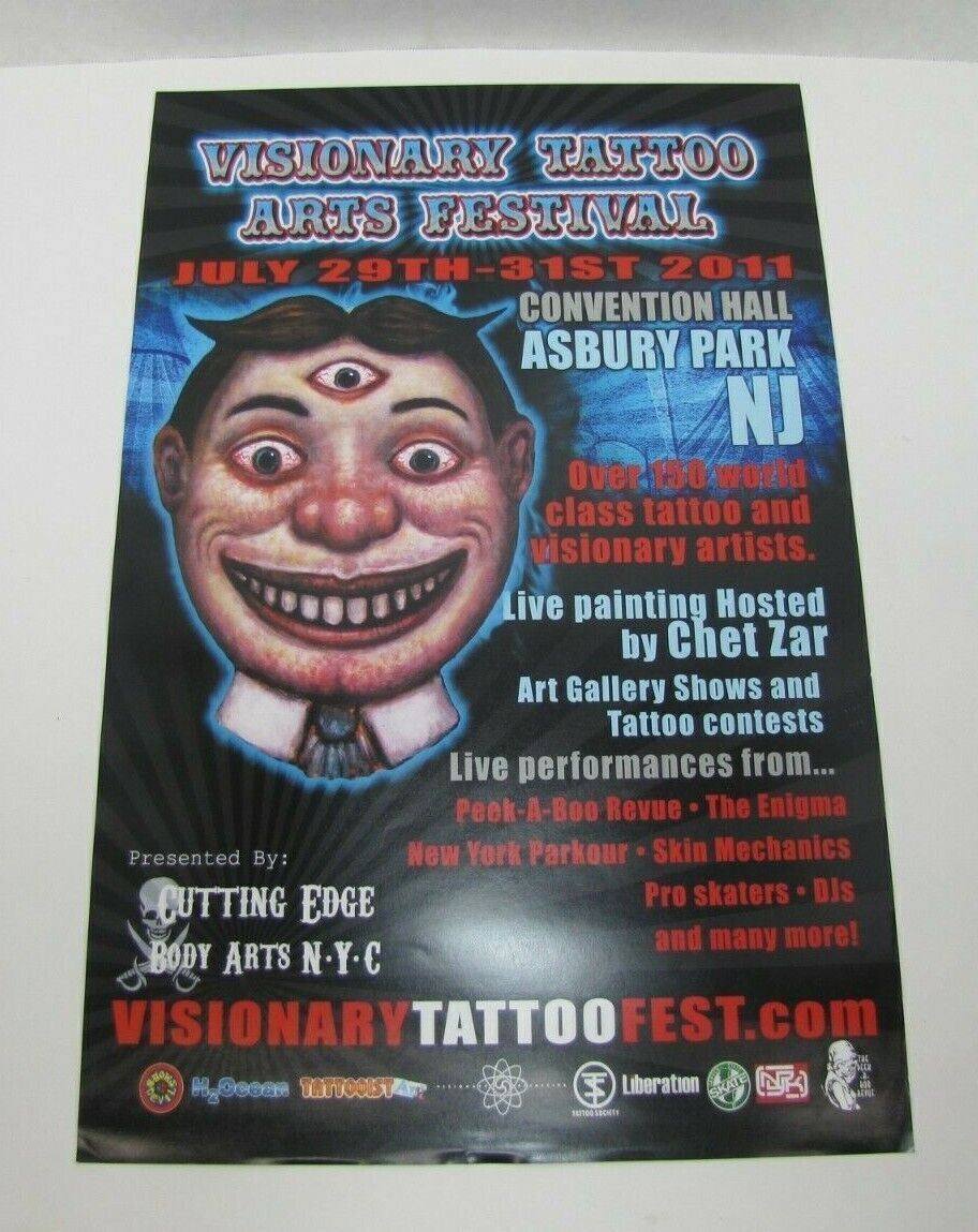 VISIONARY TATTOO ARTS FESTIVAL ASBURY PARK NJ ORIGINAL POSTER BILLBOARD SIGN AD