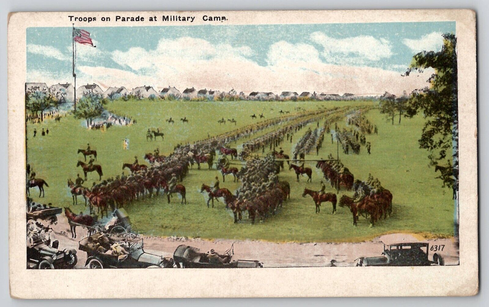 Troops on Parade at Military Camp Army Life Soldiers WW1 WWI Era Postcard c1915