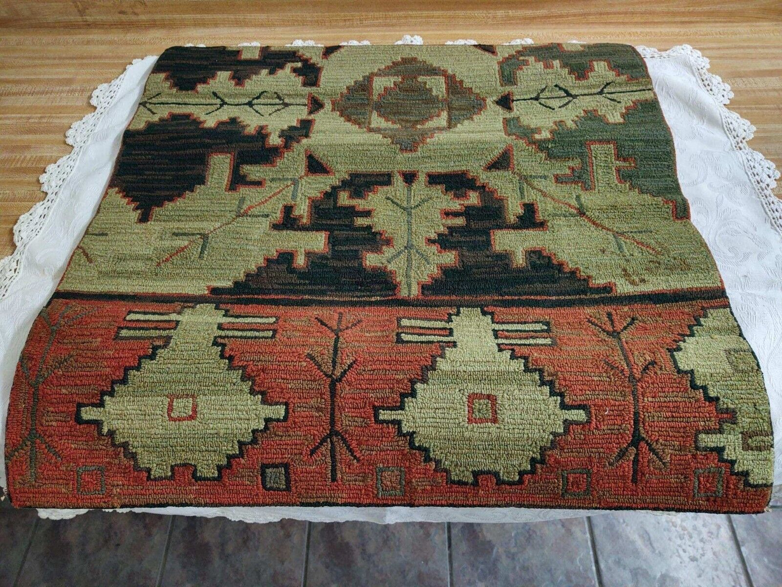 Vtg. woven rug; wool? w/Native American pattern?