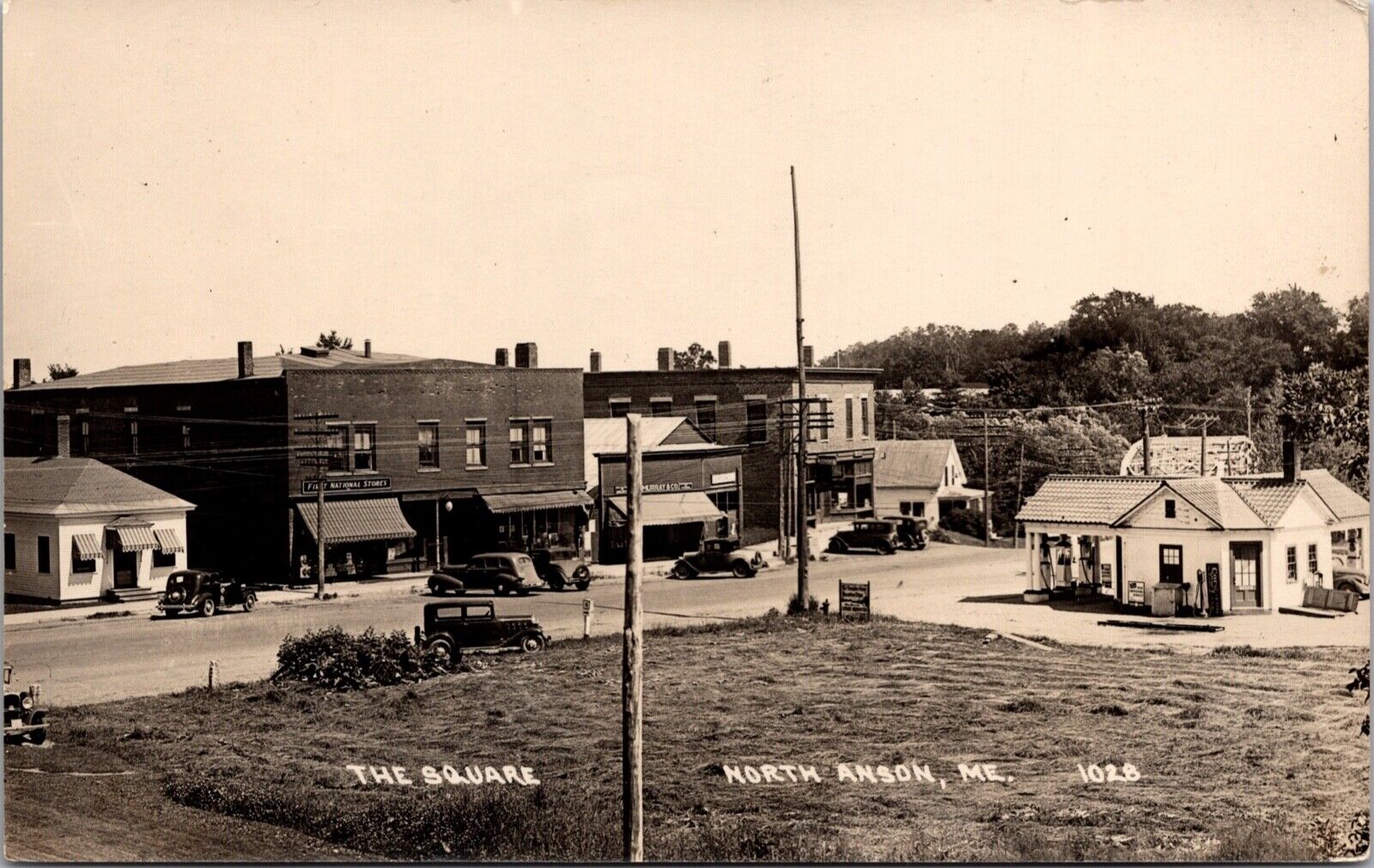 Real Photo Postcard The Square in North Anson, Maine