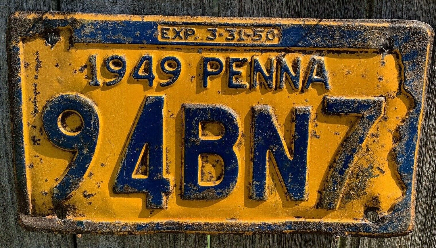 RARE 1949 PENNSYLVANIA LICENSE PLATE (94BN7)