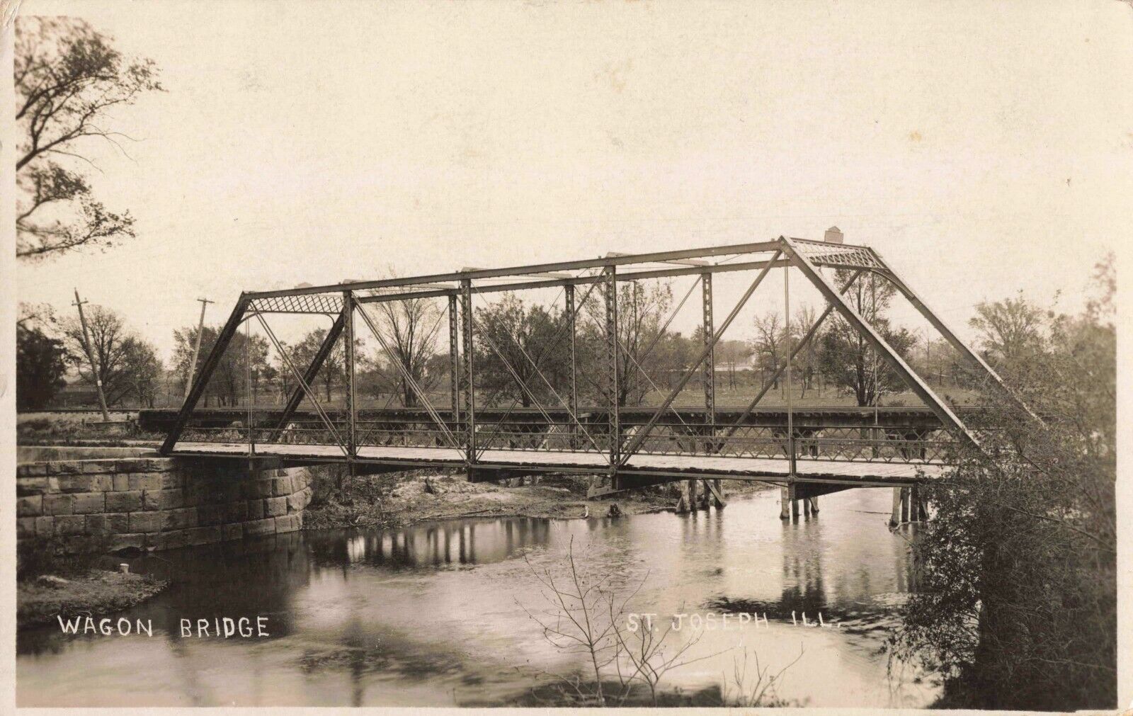 Wagon Bridge St. Joseph Illinois IL Saint Joseph 1910 Real Photo RPPC