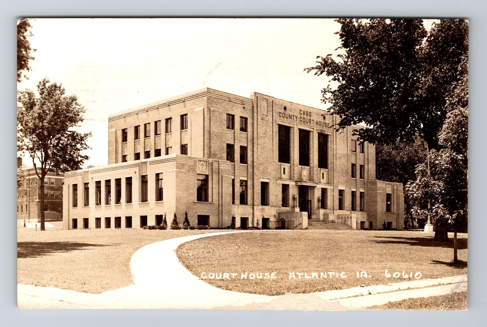 Atlantic IA-Iowa RPPC Cass County Court House Real Photo c1938 Vintage Postcard