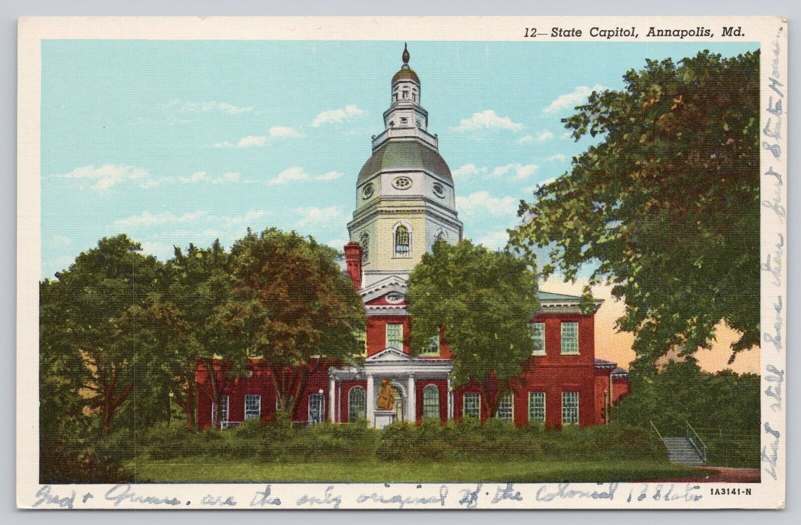 Vtg Post Card State Capitol, Annapolis, Md. D51