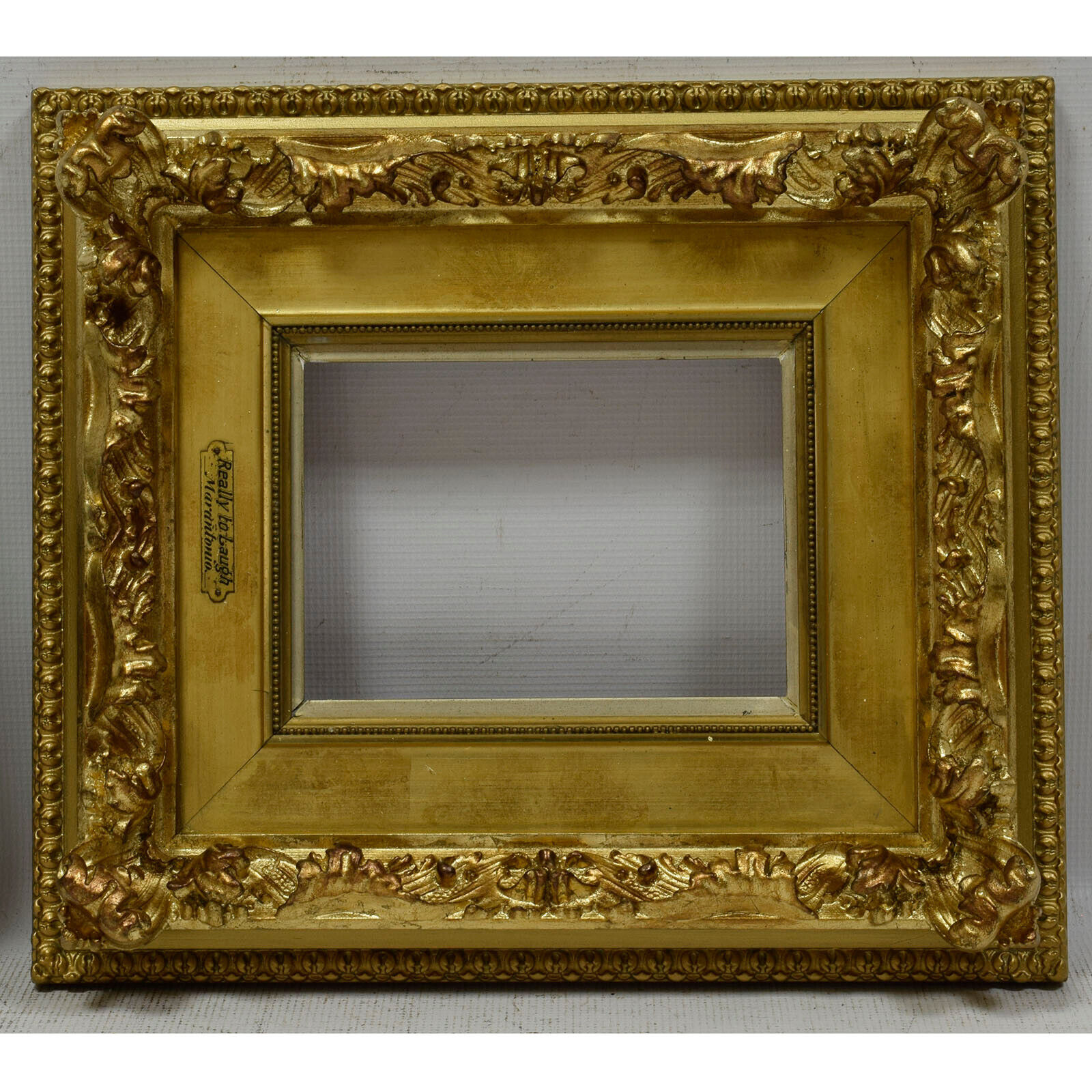 Ca. 1880-1900 Old wooden frame with metal leaf Internal: 8.2x5.5 in