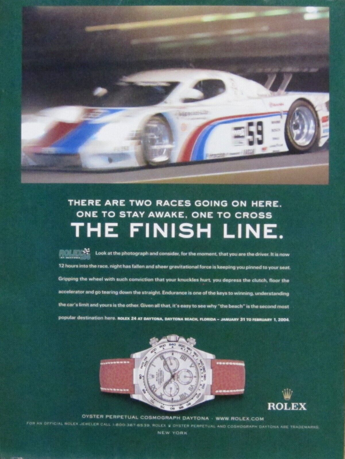 2004 Rolex Cosmograph Daytona Print Ad; The Finish Line