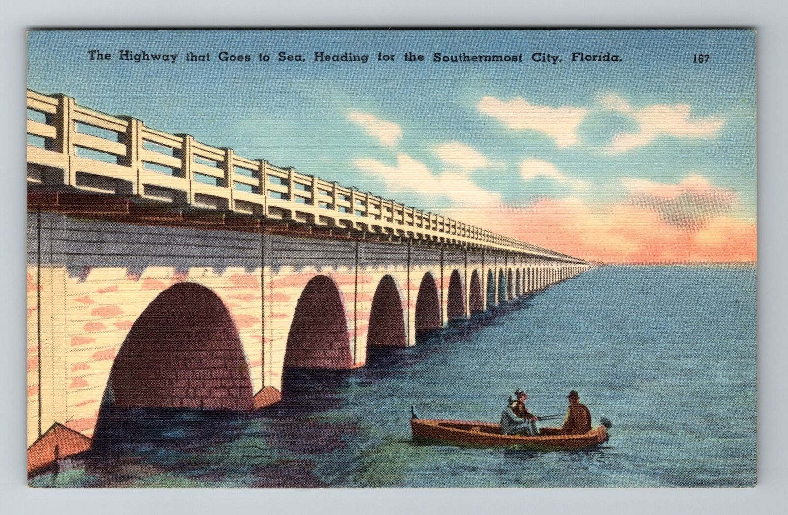 FL-Florida, The Highway That Goes To Sea, Antique Vintage Souvenir Postcard