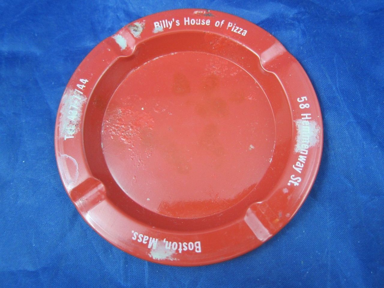Vintage Billy's House of Pizza Boston Ashtray 58 Hemmenway Street Metal Ash Tray