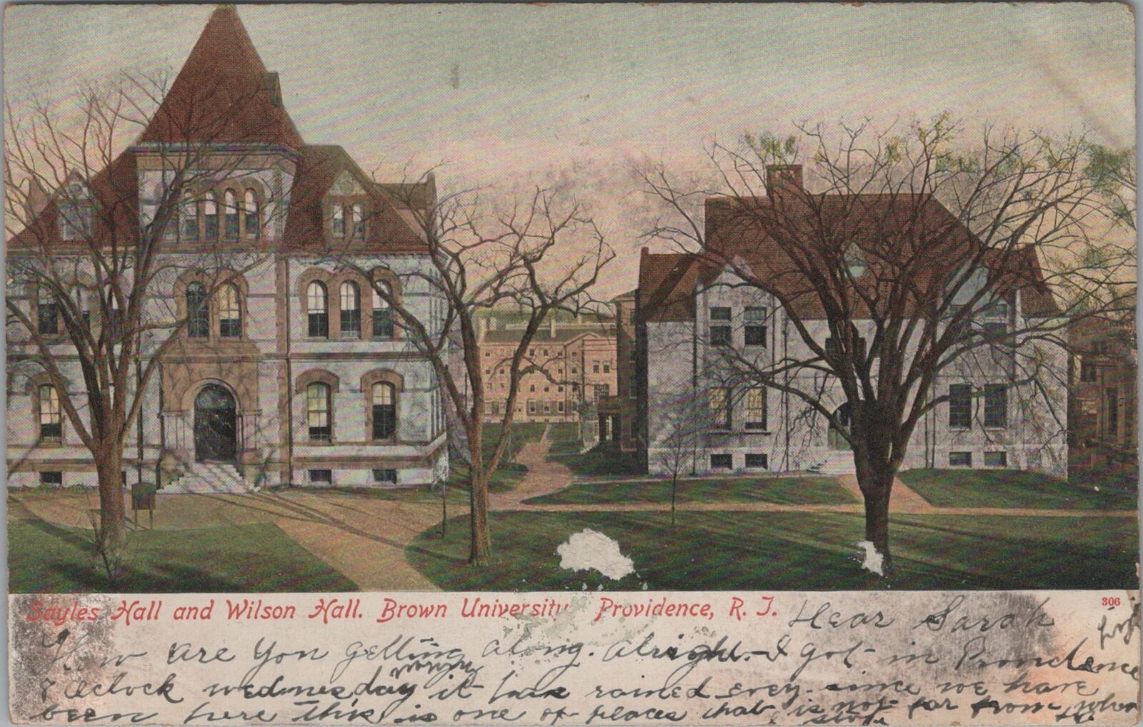 Postcard Styles Hall and Wilson Hall Brown University Providence RI 1905