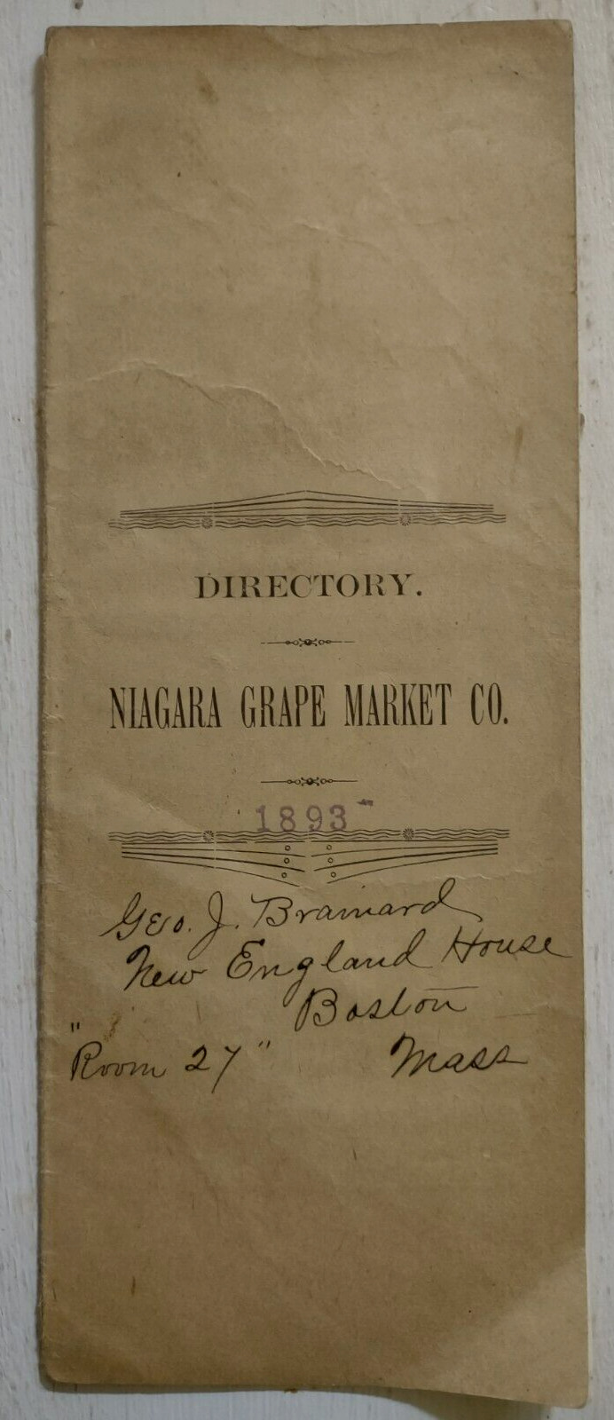 Niagara Grape Market Lockport NY 1893 Directory