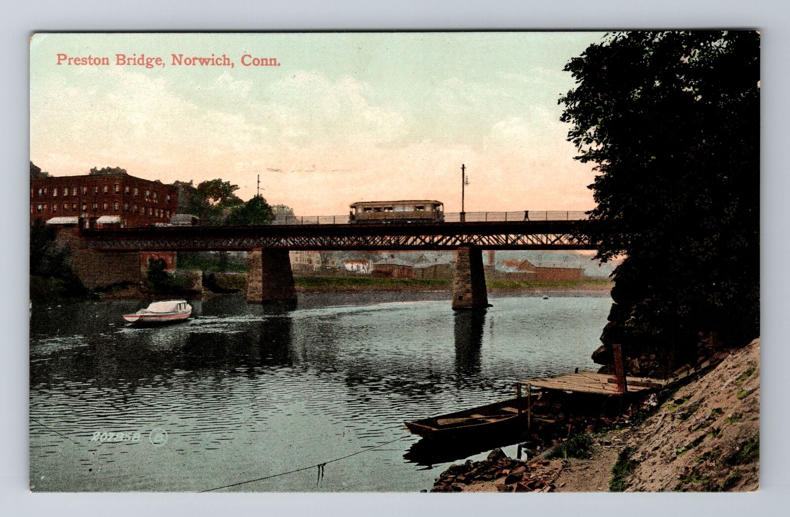 Norwich CT-Connecticut, Preston Bridge, Antique Vintage Souvenir Postcard
