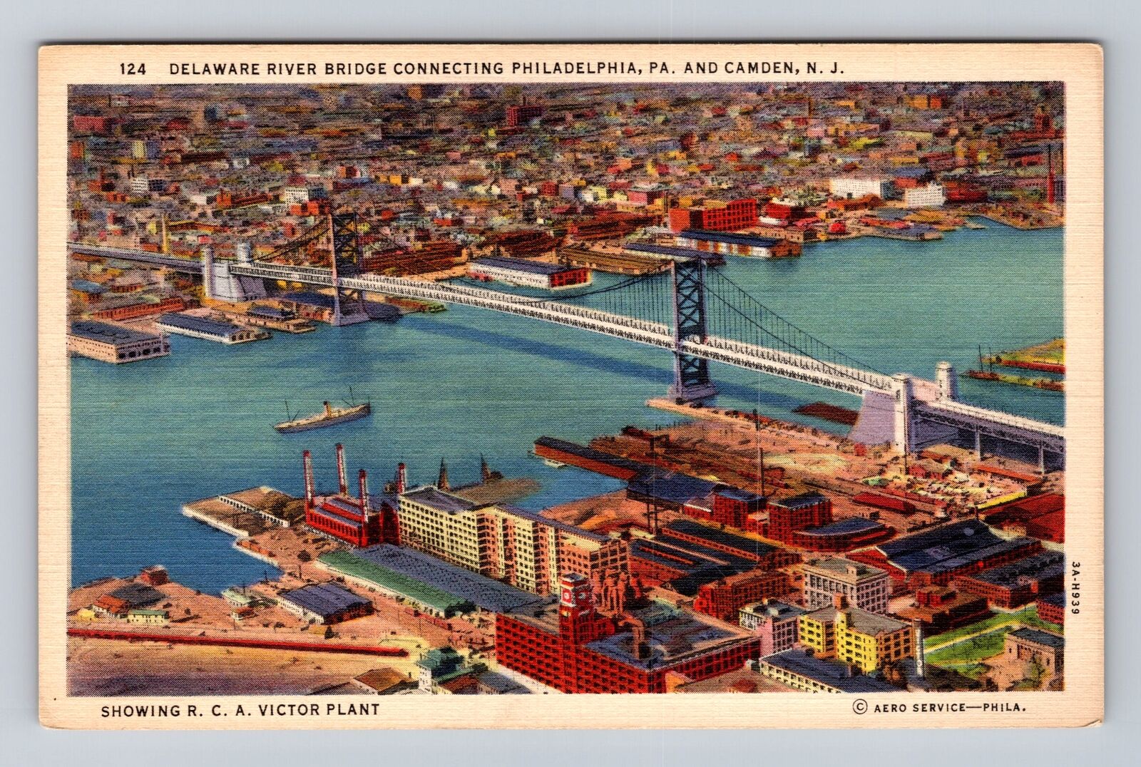 Camden NJ-New Jersey, Delaware Bridge Connecting Philadelphia, Vintage Postcard
