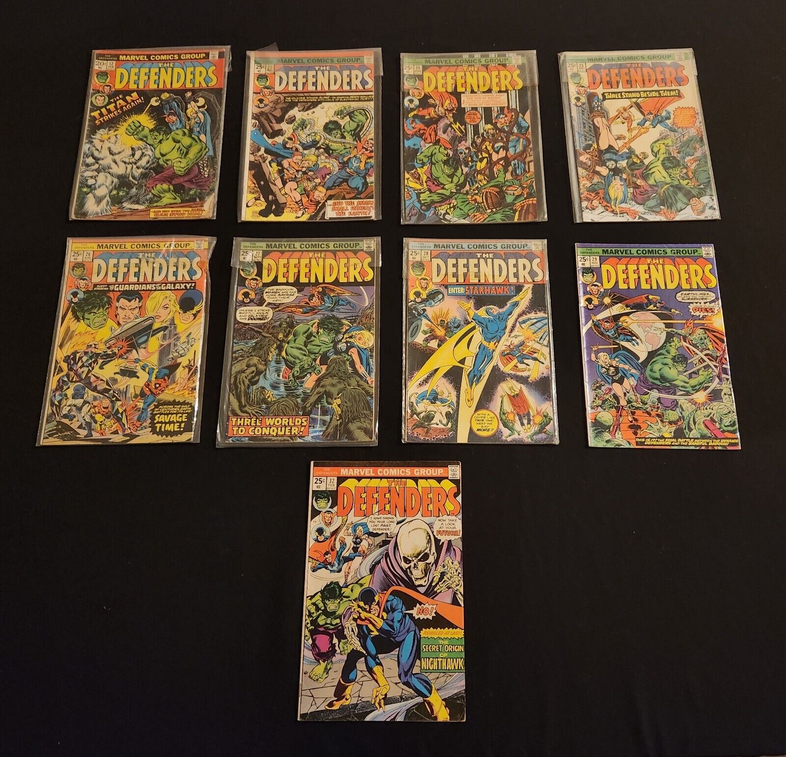 The Defenders 1975 VINTAGE 9 Comic Book Lot
