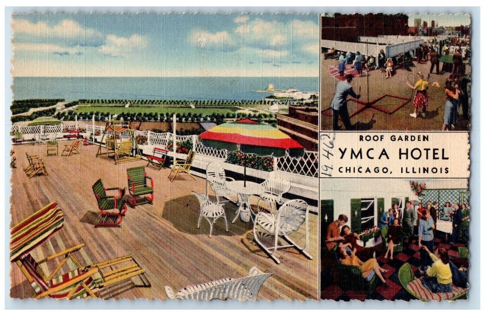 YMCA Hotel Roof Garden Chicago Illinois IL, Multiview Unposted Vintage Postcard
