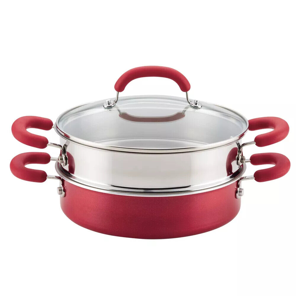 Rachael Ray Create Delicious 3qt Covered Sauteuse & Steamer Red Brand new