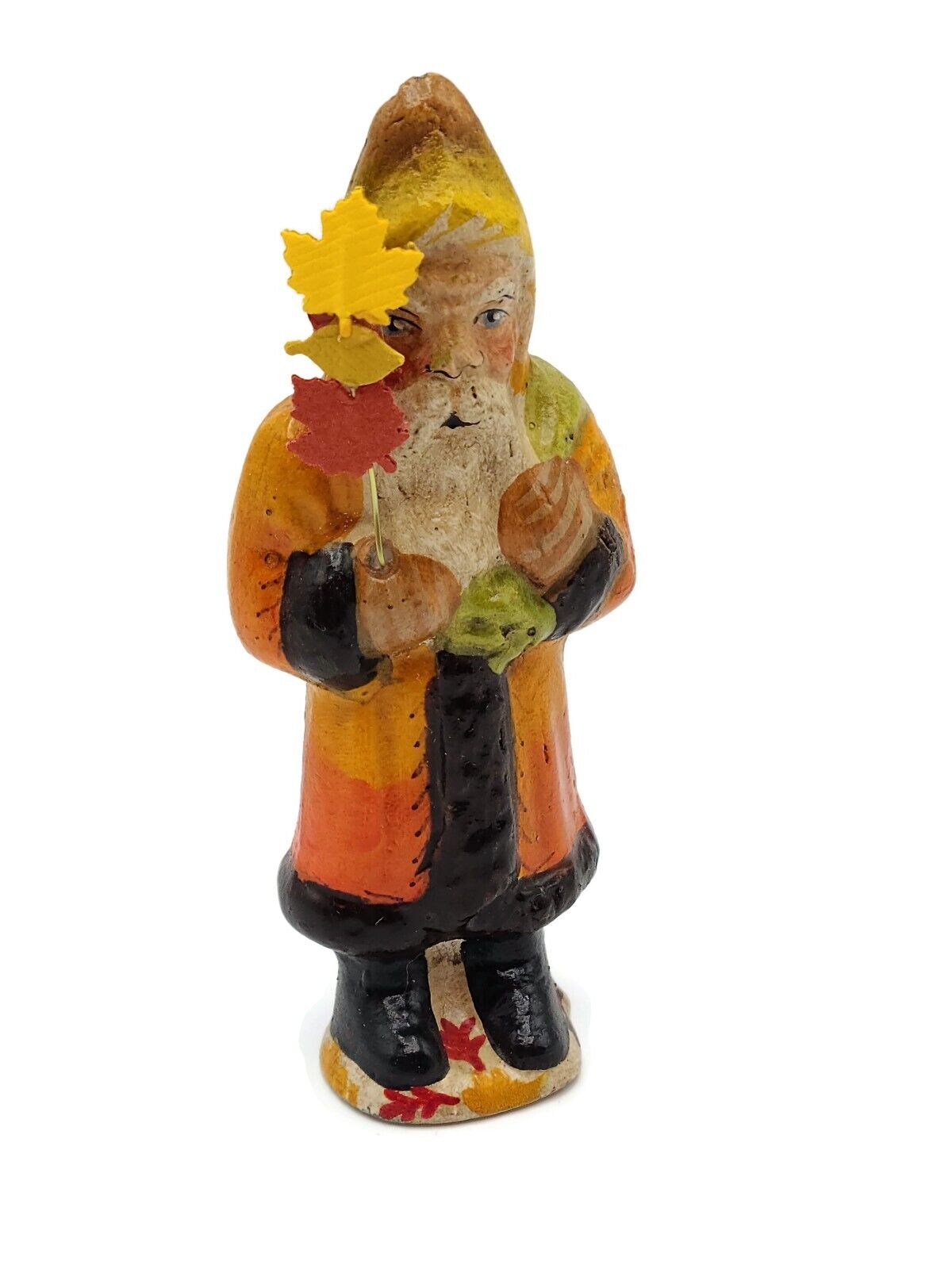 Vaillancourt Tiny Autumn Equinox Santa Chalkware Folk Art Fall Holiday Figurine