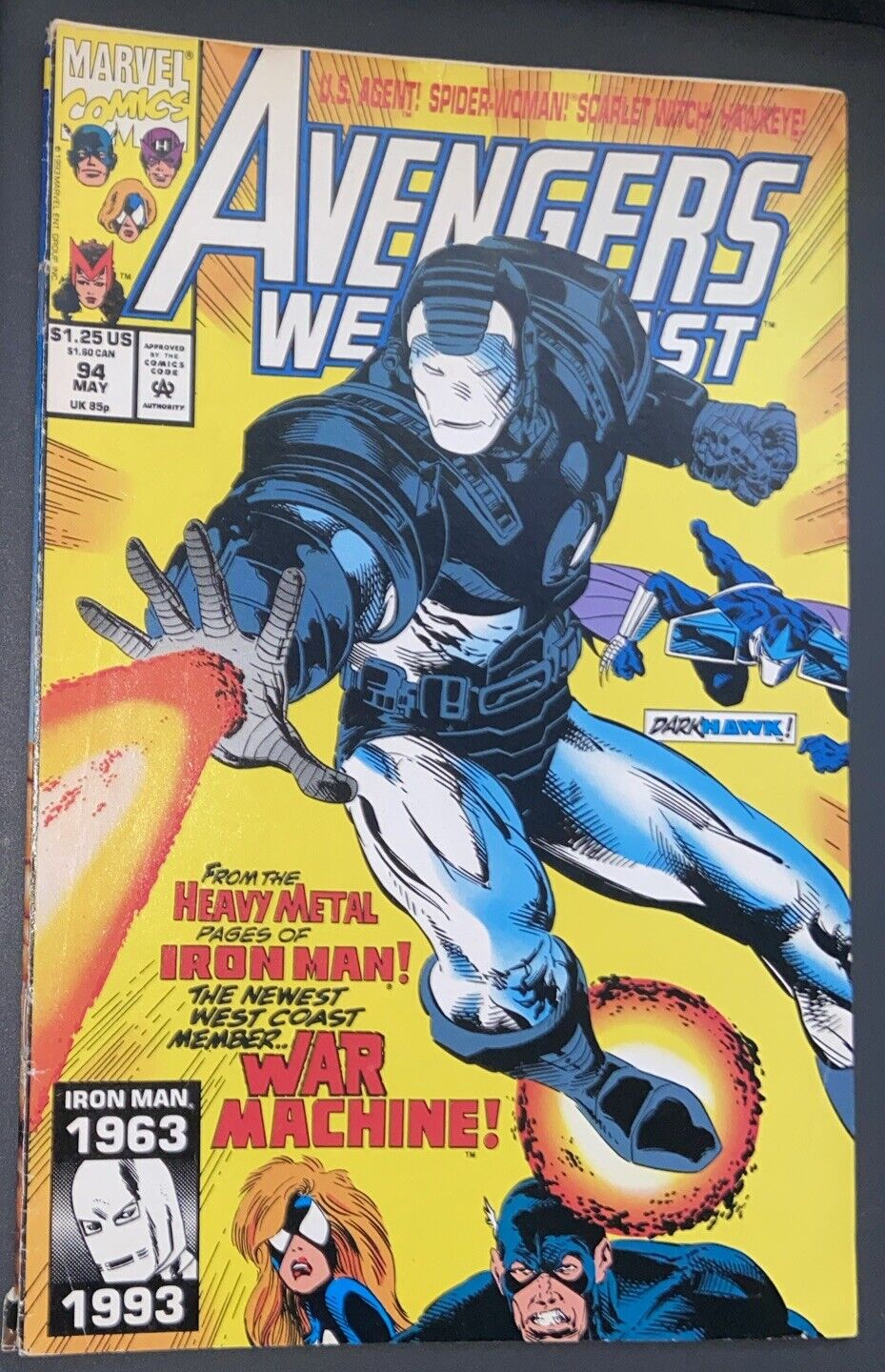 Avengers West Coast #94 1st Rhodes War Machine May 1993 Marvel Comics 