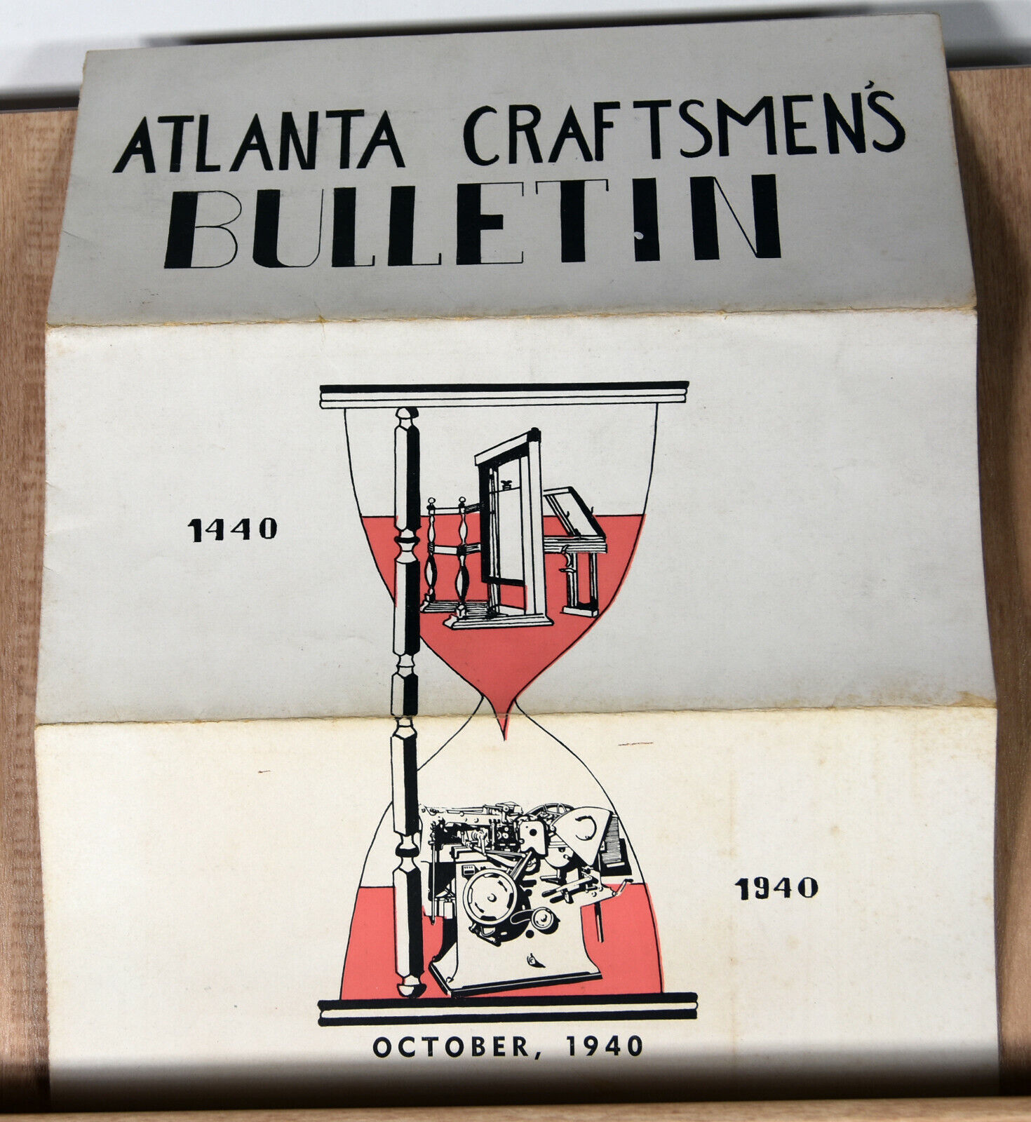 1940 Antique Flyer Atlanta Craftmen's Bulletin Club of Printing M. J. Hoover