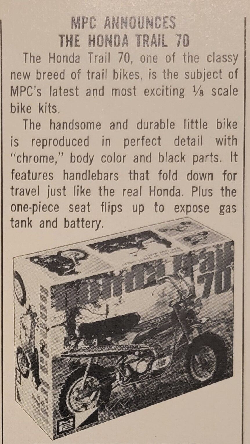 1971 Honda Trail 70 MPC Plastic Model Print Ad