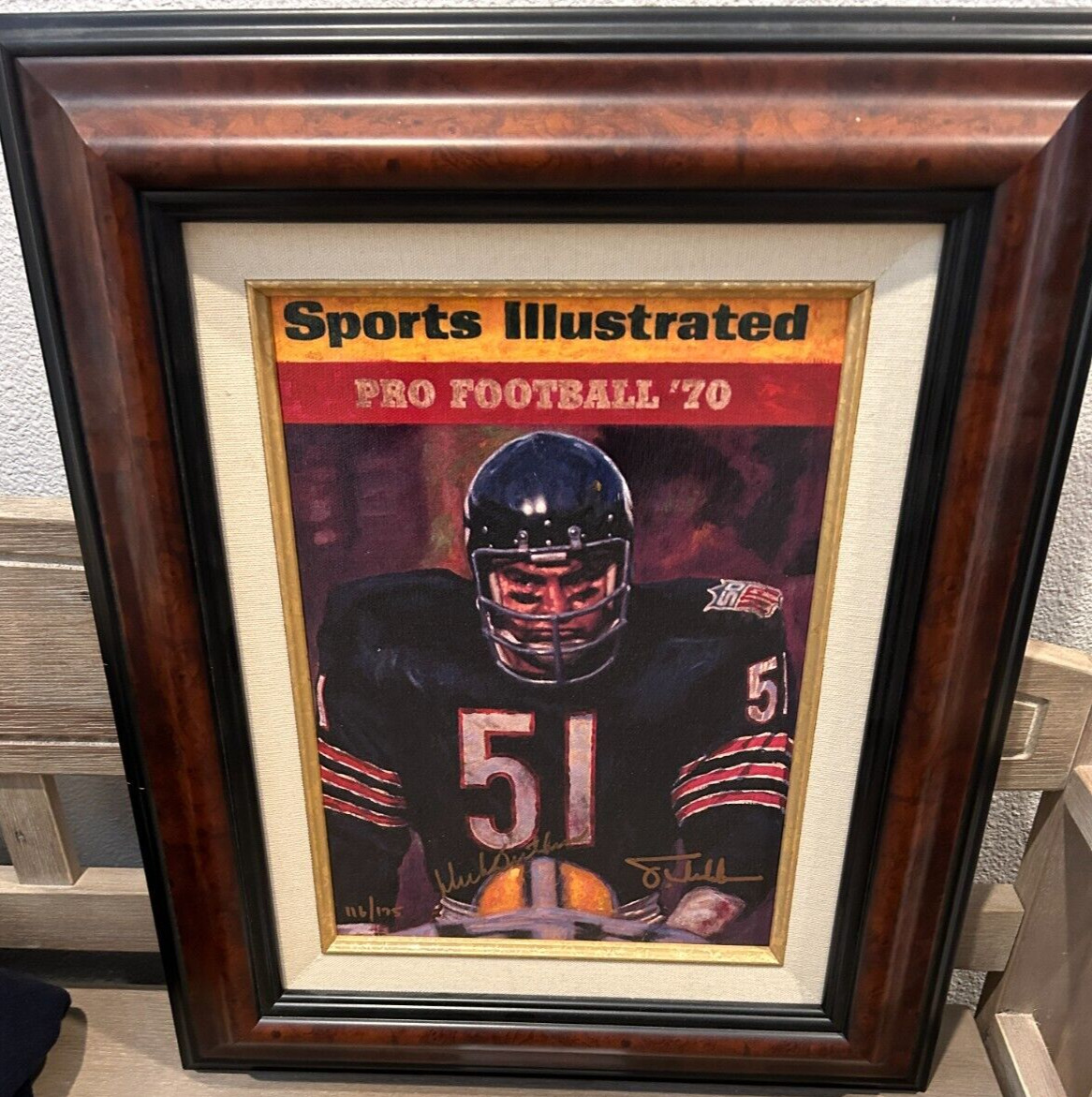 Chicago Bears DICK BUTKUS AUTOGRAPH Canvas FRAMED PRINT 133/175