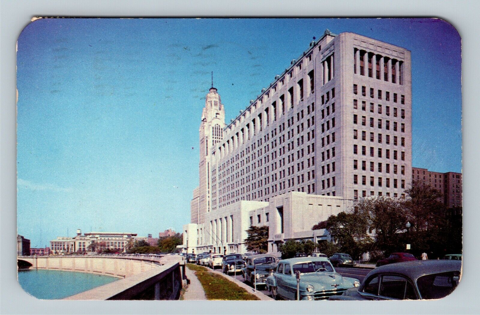 Columbus OH, Riverside, City Hall, LeVeque Lincoln Tower, Ohio Vintage Postcard