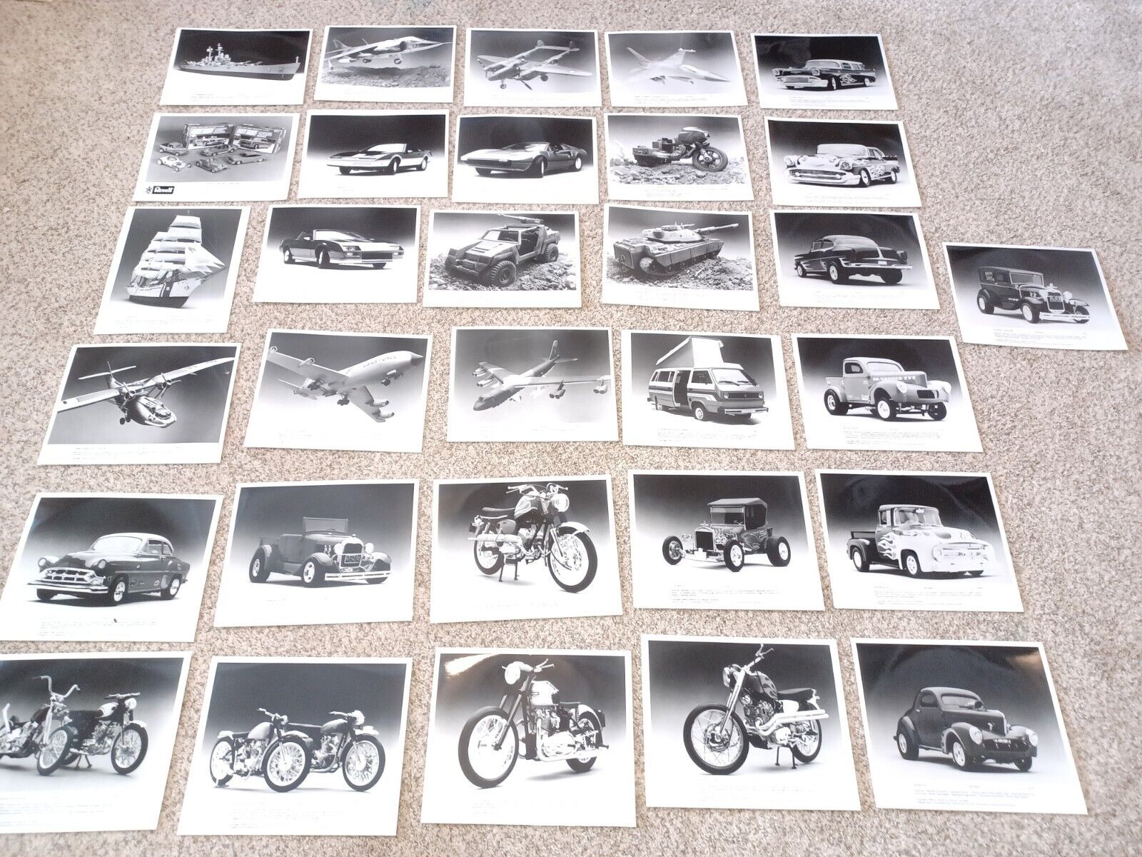Set Of 31 RARE Revell 1982 Press Photos, Cars, Motorcycles, Planes, Boats