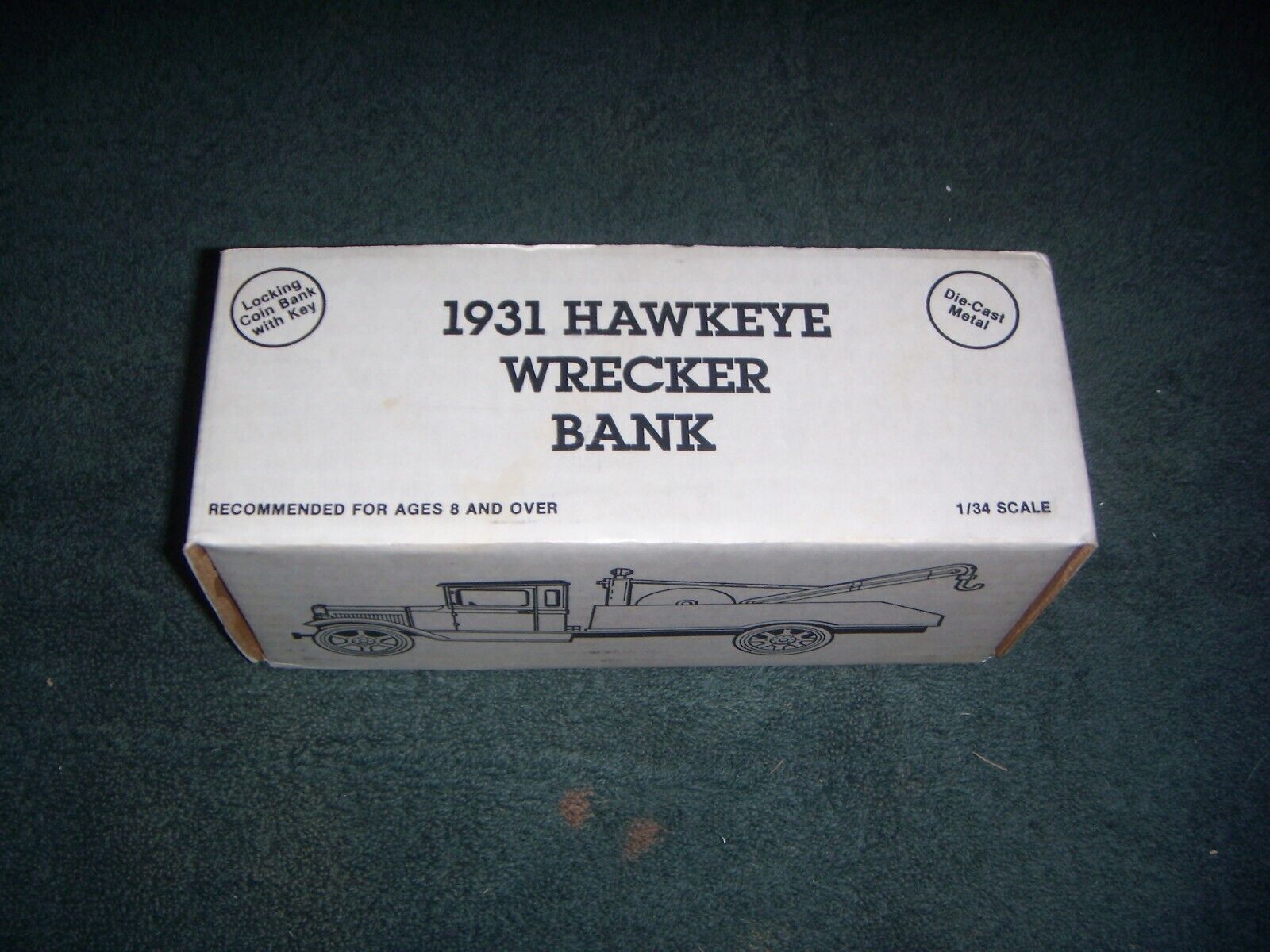 VINTAGE 1990 ERTL 1931 CHEVRON HAWKEYE WRECKER BANK NEW IN BOX 1:34