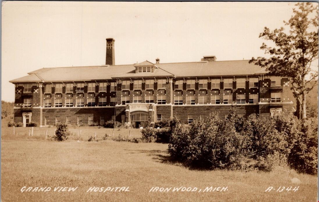 Grand View Hospital, IRONWOOD, Michigan Real Photo Postcard - L.L. Cook