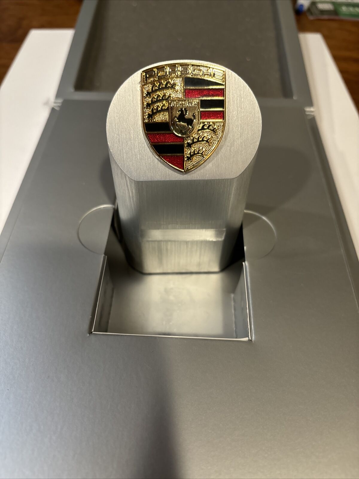 Extremely Rare Porsche desktop aluminum pylon with Porsche original Crest