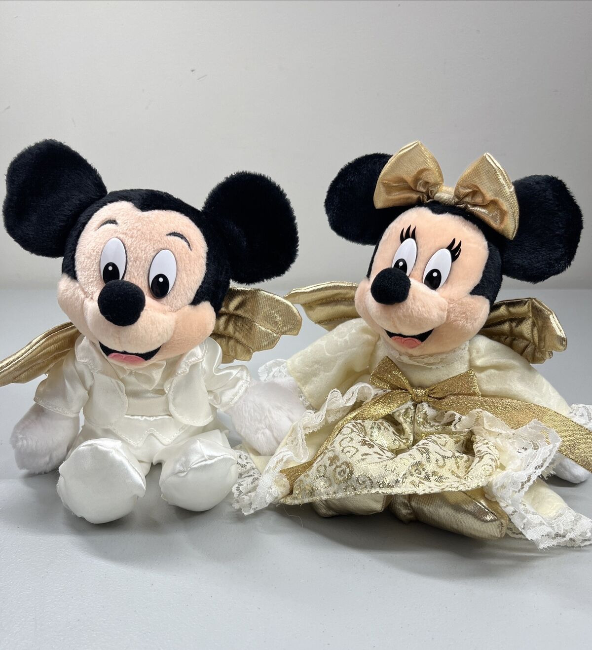 Vtg Walt Disney World Angels Mickey Minnie Mouse Beanbag Plush Holiday Stuffies