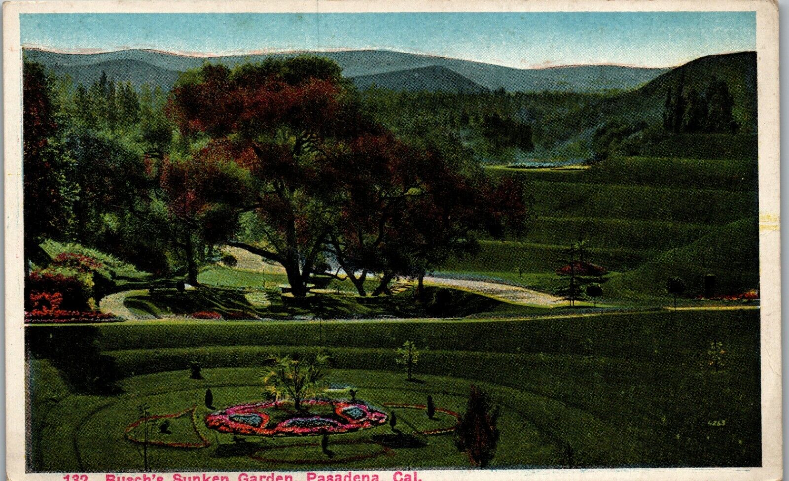 Busch's Sunken Garden Pasadena CA Vintage Postcard AU1