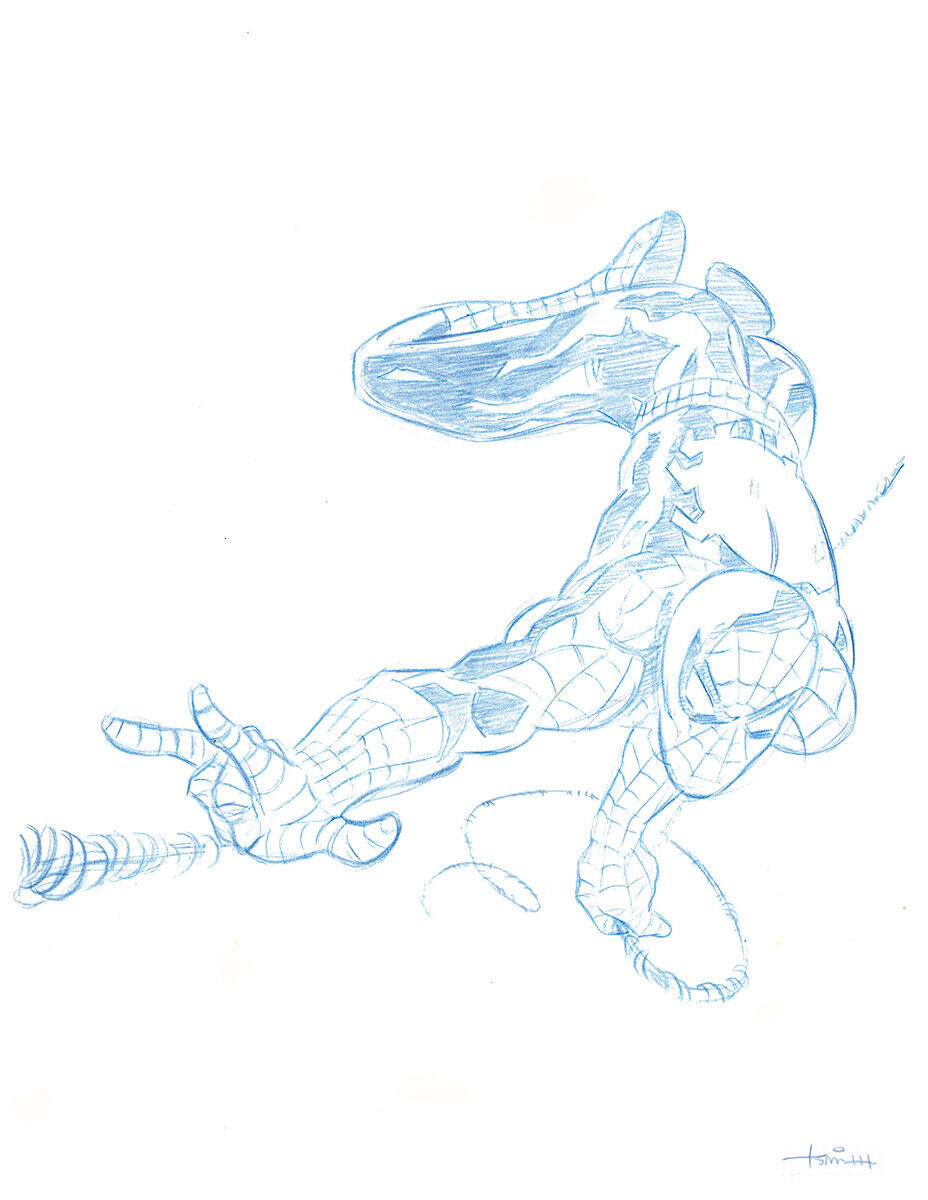 Spider-Man Blue Line Convention Sketch by Animator - Original Art Drawing