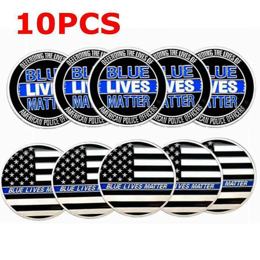 10PC Police Officer Challenge Coin Law Enforcement Collectible Blue Lives Matter