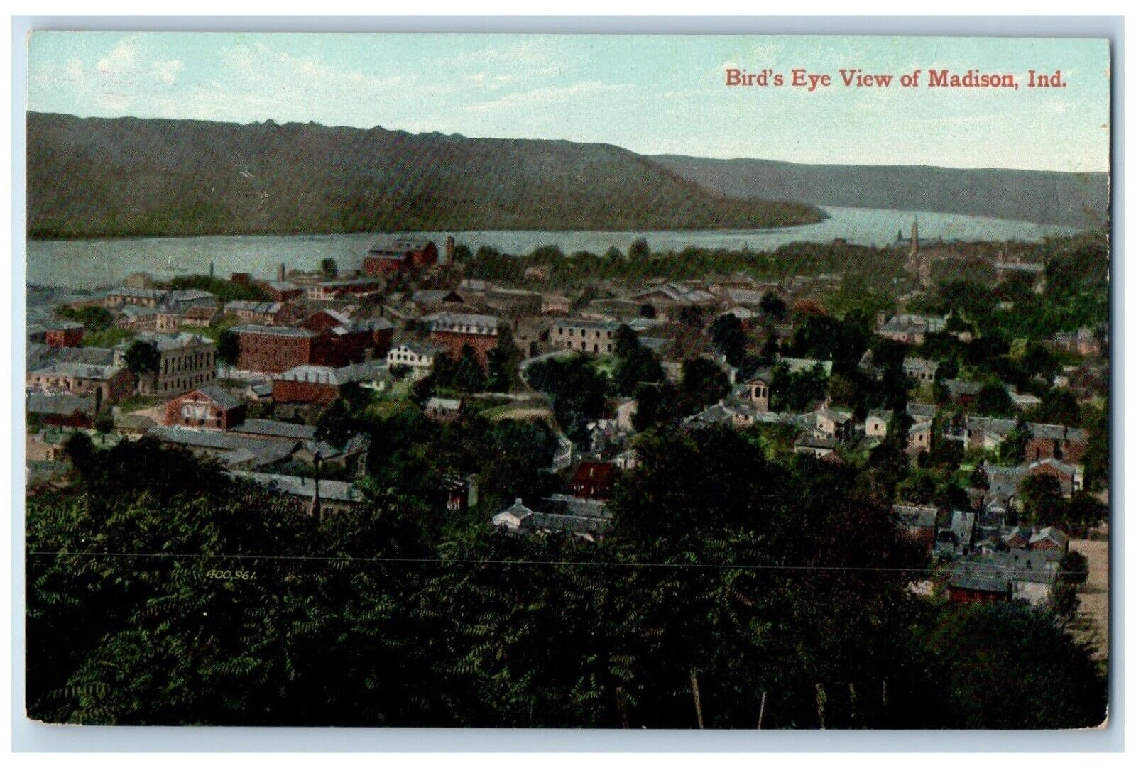 Madison Indiana IN Postcard Bird's Eye View c1910's Unposted Antique