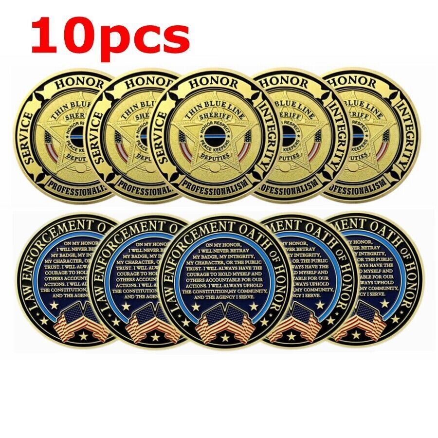 10pc Police Challenge Coin Deputy Sheriff Creed Law Enforcement Collectible Gift