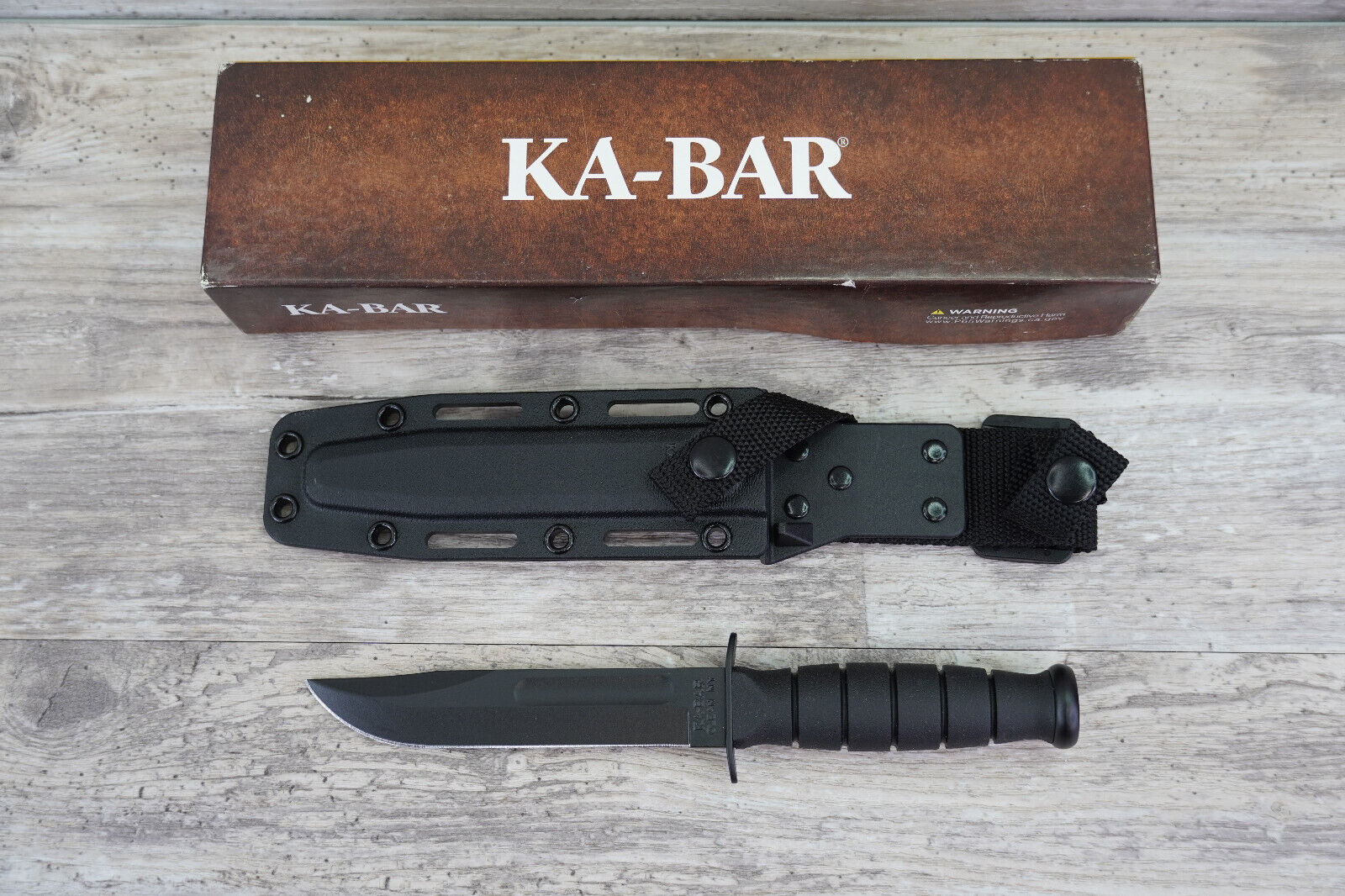 KA-BAR 1259 Short Black Kraton G Handle 1095 Cro-Van Blade w/ Sheath