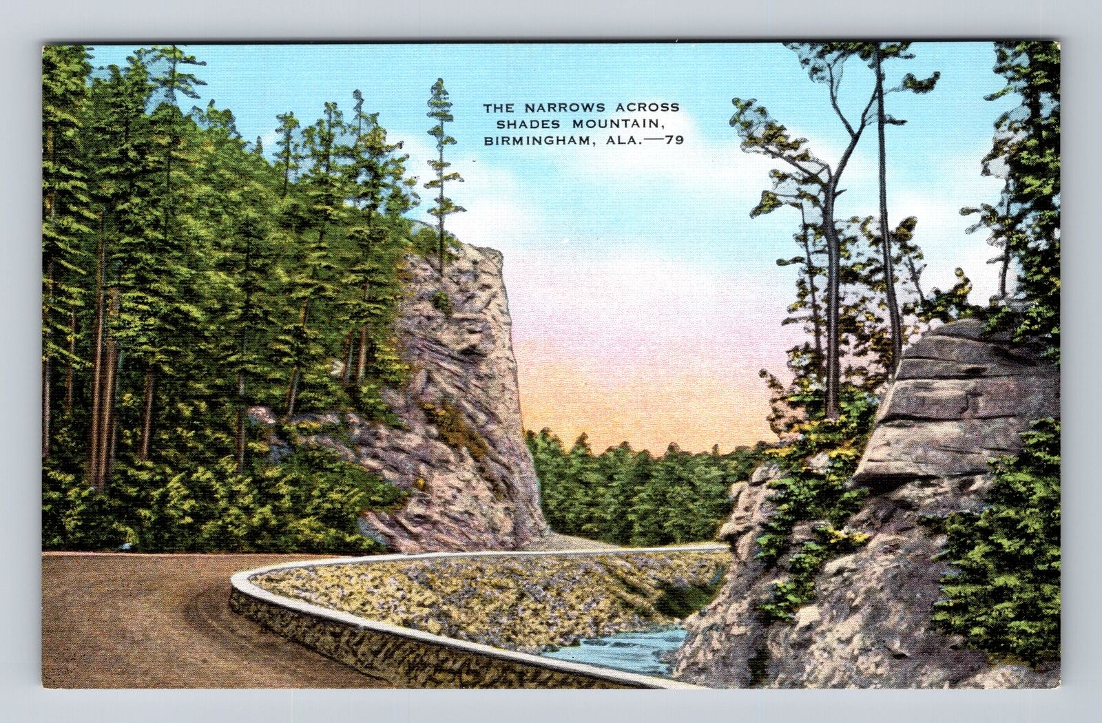 Birmingham AL-Alabama, Narrows Across Shades Mountain, Antique Vintage Postcard